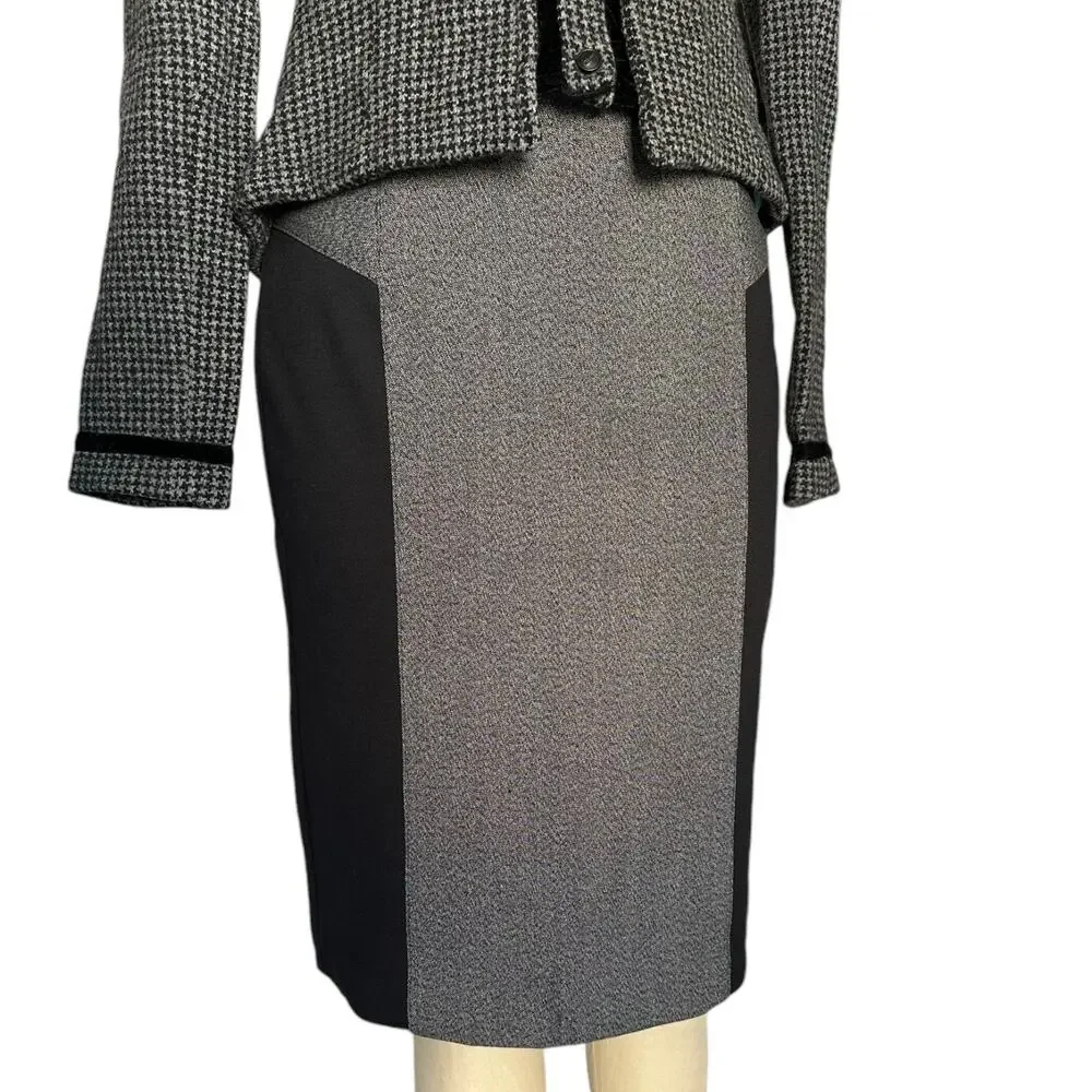 Womens Skirt Size 4 Black Grey Professional Structured Pencil Office Siren Work - Picture 7 of 8